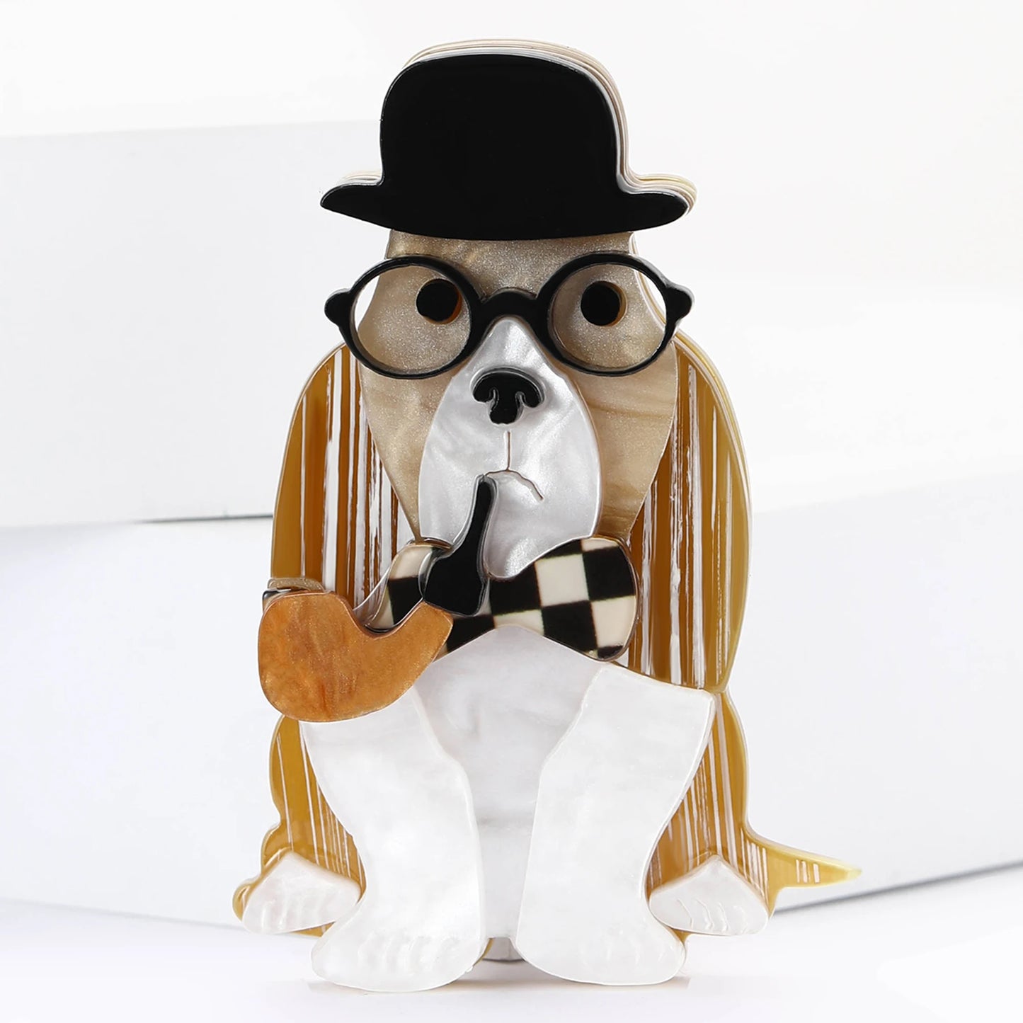 Elegant Acrylic Girls Brooches for Women Unisex Character Face Pins Office Party Funny Luxury Friend Gifts Jewelry Accessories TEEK Brown4613