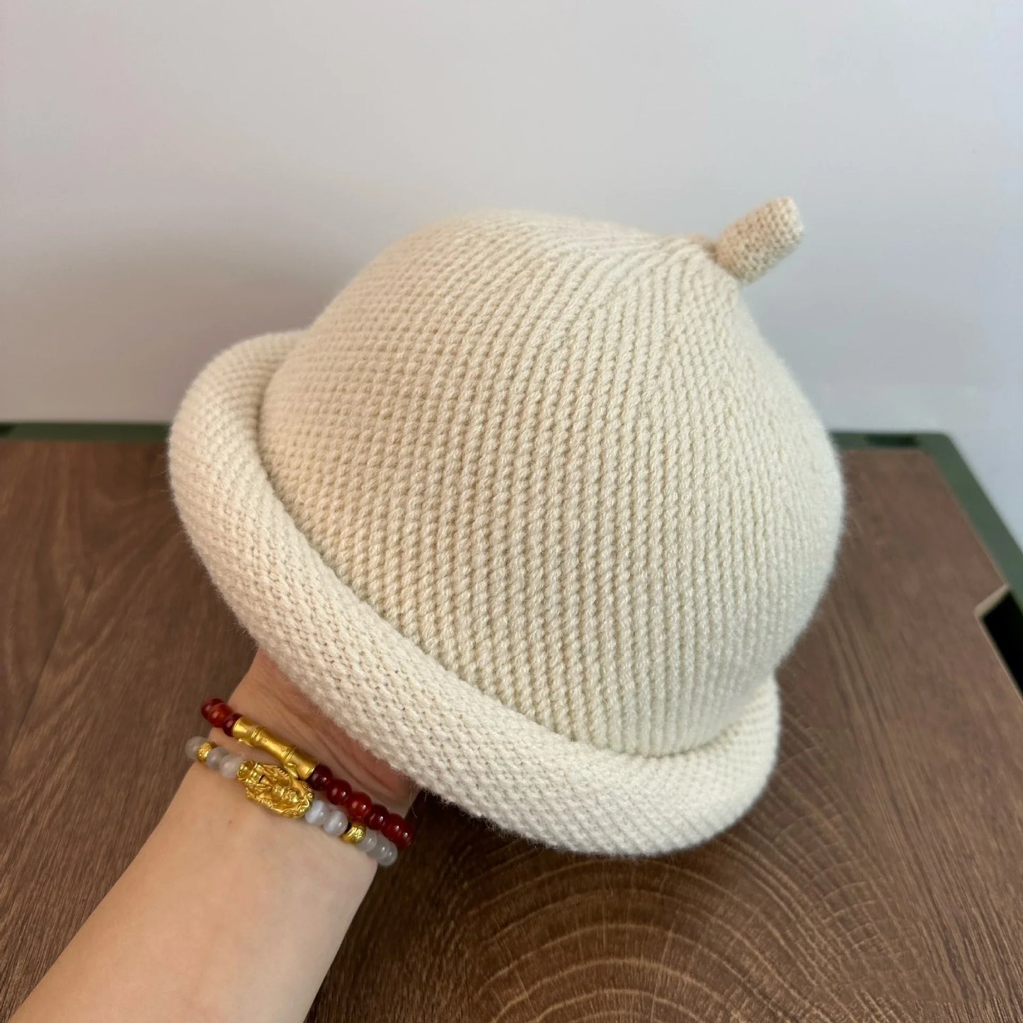 TEEK - Knitted Melon Beret Pacifier Cap HAT theteekdotcom Ivory 54-58cm