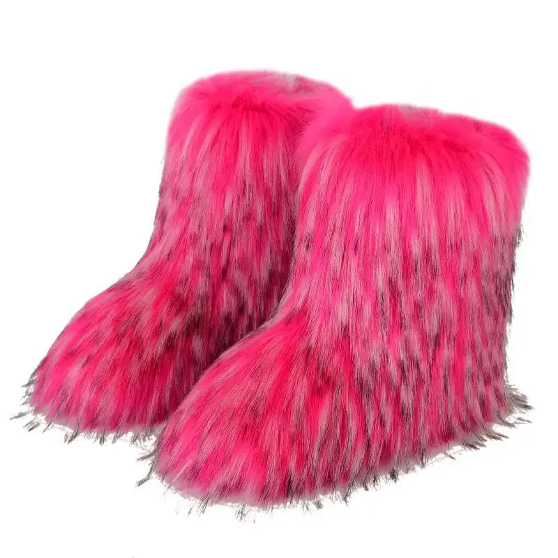 TEEK - Fluffy Faux Fox Fur Boots SHOES theteekdotcom