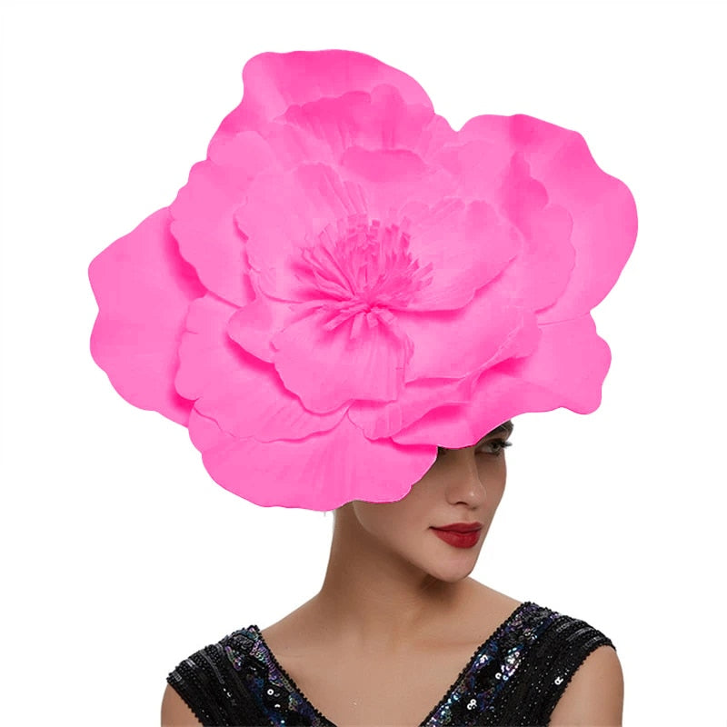 TEEK - Large Flower Hair Cap Accessories HAT theteekdotcom Pink  