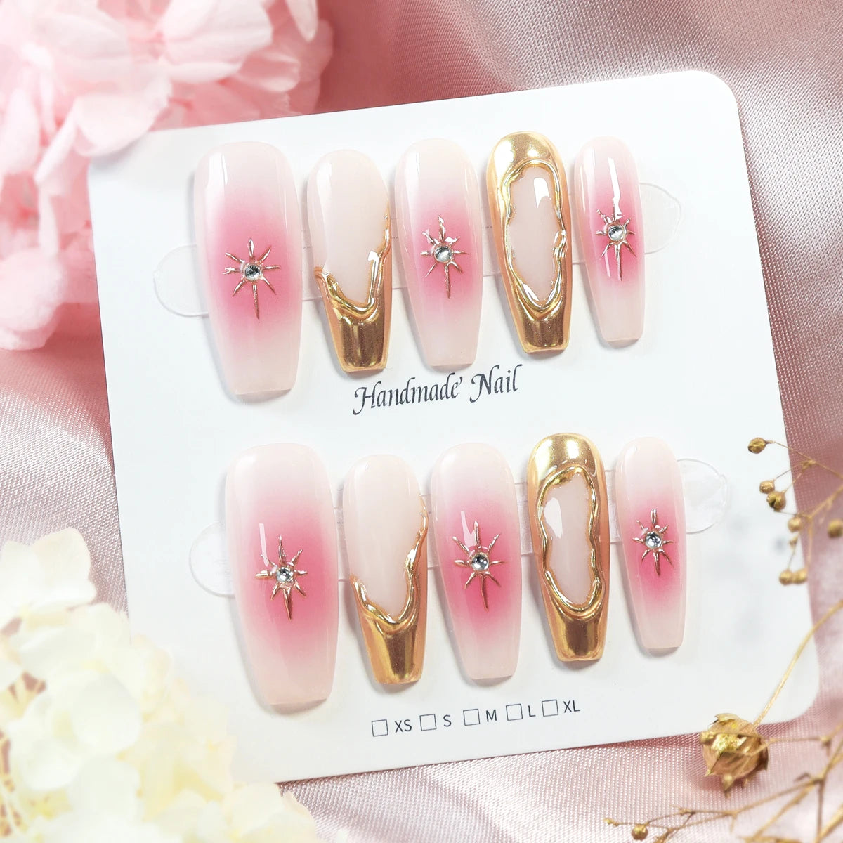 TEEK - 10pcs Pure Handmade 3D Press-On Nails NAIL ART theteekdotcom size-S(CT0007)  