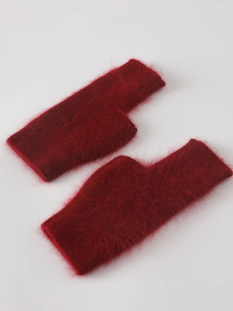 TEEK - Soft Fuzz Fingerless Gloves GLOVES theteekdotcom 02 Burgundy  