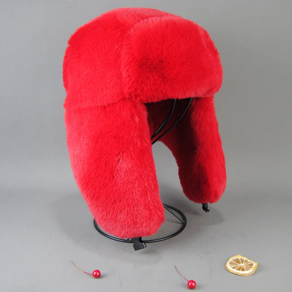 TEEK - Faux Rex Rabbit Fur Hats HAT theteekdotcom red 55cm-61cm/21.65in-24.92in 