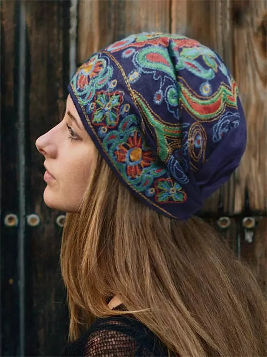 TEEK - Color Embroidered Floral Beanie Hat HAT theteekdotcom   