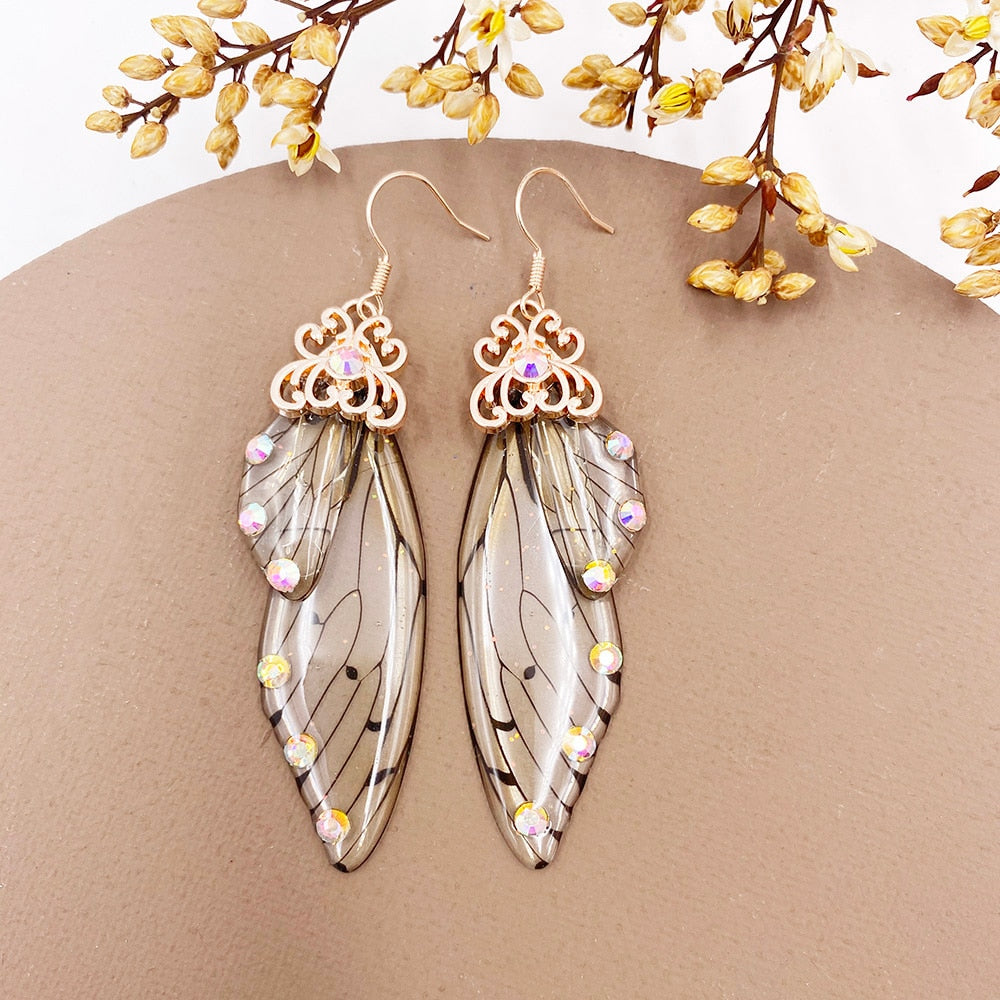 TEEK - Handmade Fairy Wing Earrings  theteekdotcom RoseGold-Brown  