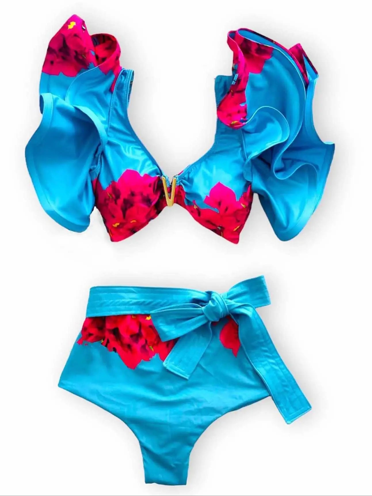 TEEK - Rufflle Brazilian Bikini Set SWIMWEAR theteekdotcom MO19879B9 S 