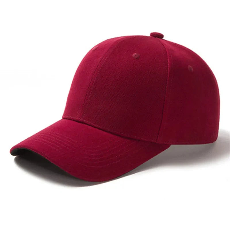 Unisex Cap Casual Plain Baseball Cap Adjustable Snapback Hats For Women Men Hip Hop Cap Street Dad Hat TEEK Wine Red