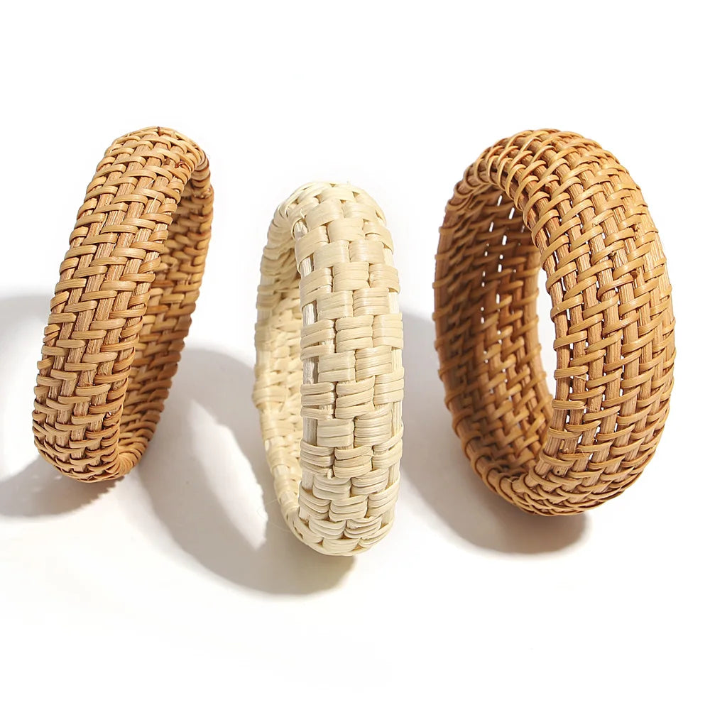TEEK - Boho Wood Bamboo Rattan Weave Bracelet JEWELRY theteekdotcom   