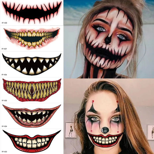 TEEK - Halloween Big Mouth Face Stickers Temporary Tattoo MAKEUP theteekdotcom   