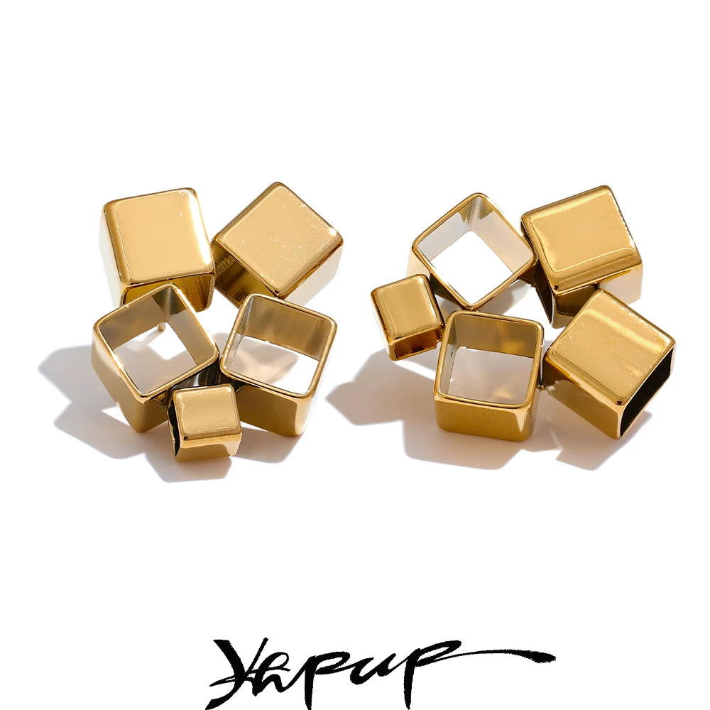 TEEK - Unique Creative Geometric Square Stud Earrings JEWELRY theteekdotcom   