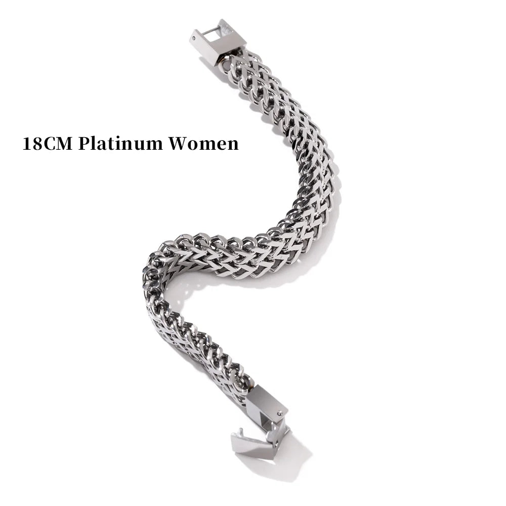 TEEK - Stainless Steel Cuban Link Chain Bracelet JEWELRY theteekdotcom 18cm Platinum  