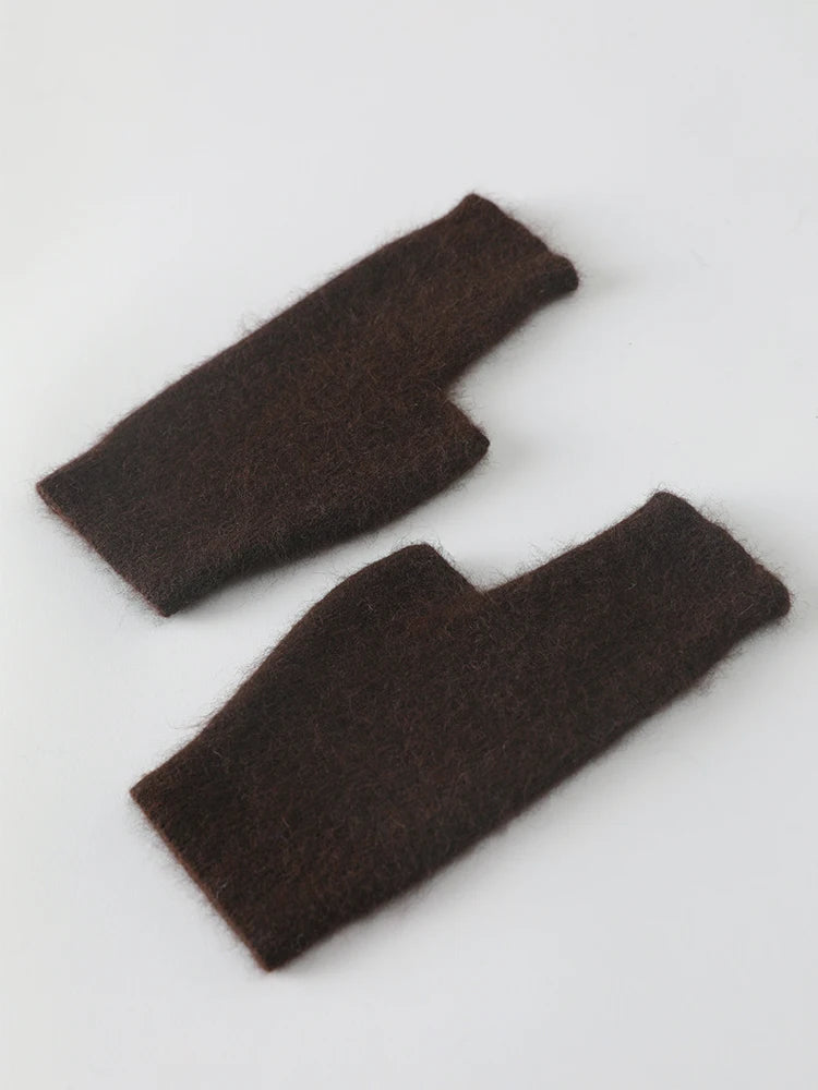 TEEK - Soft Fuzz Fingerless Gloves GLOVES theteekdotcom 01 Brown  