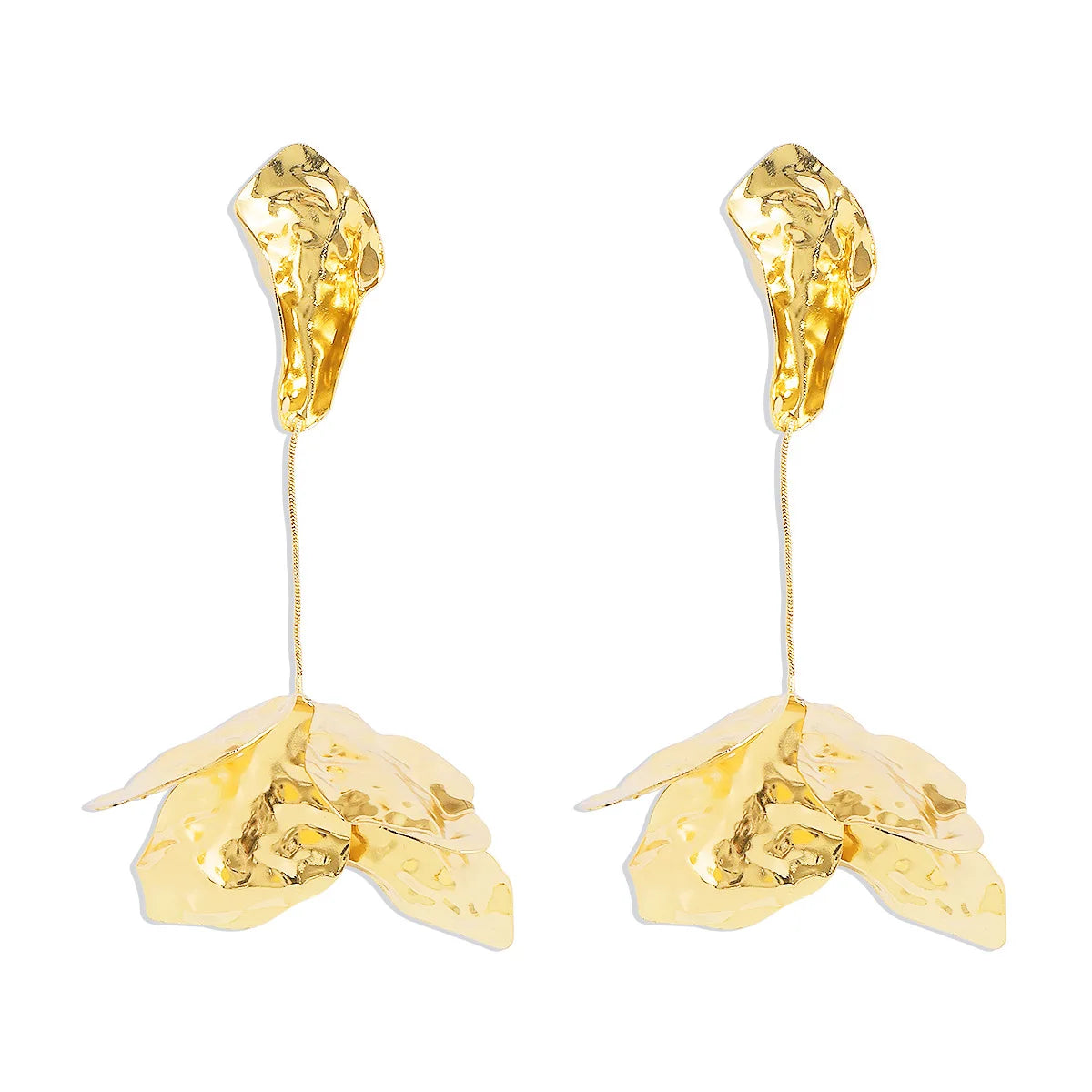 TEEK - Floral Metal Dangle Earrings JEWELRY theteekdotcom gold  