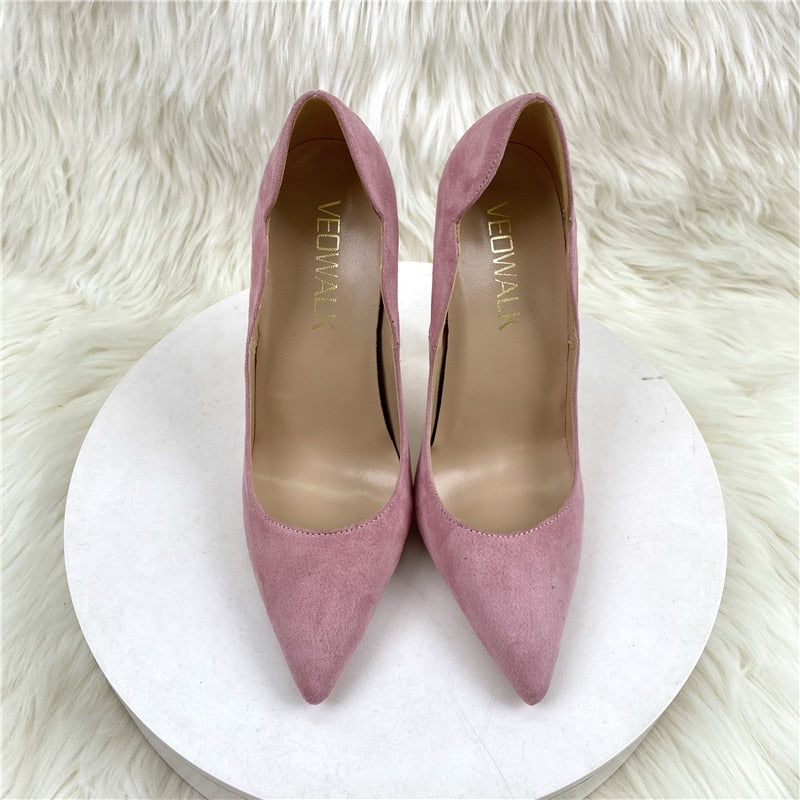 TEEK - Pink Ankle Dent Synth Suede Pumps SHOES theteekdotcom 3.15in/8cm 35 