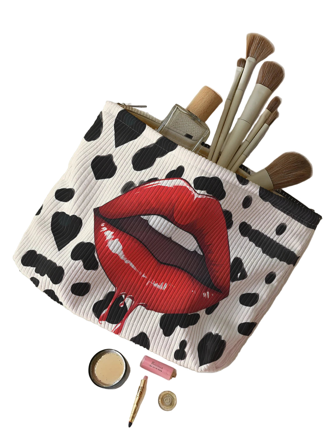 TEEK - Lip Corduroy Zippered Makeup Bag BAG theteekdotcom