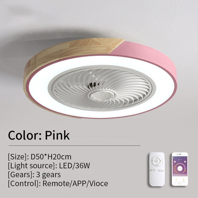 TEEK - Remote LED Ceiling Fan FAN theteekdotcom Pink 220V RC APP 