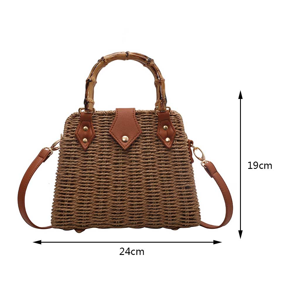 TEEK - Straw Basket Handbag BAG theteekdotcom Khaki  