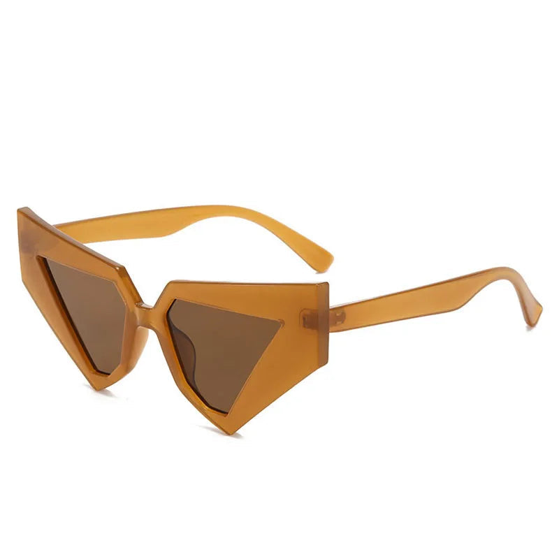 TEEK - Oversized Abstract Cat Eye Sunglasses EYEGLASSES theteekdotcom C3Brown