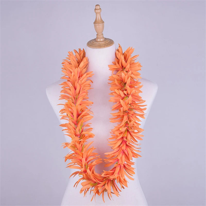 TEEK - Artificial Velvet Spider Lily Flower Handmade Necklace Leis JEWELRY theteekdotcom Orange  