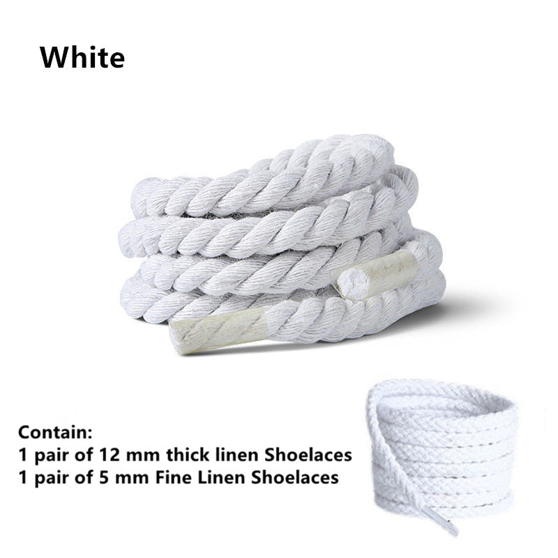 TEEK - 2 Pair Weaving Style Bold Shoelaces SHOELACES theteekdotcom White 100cm/39.37in 