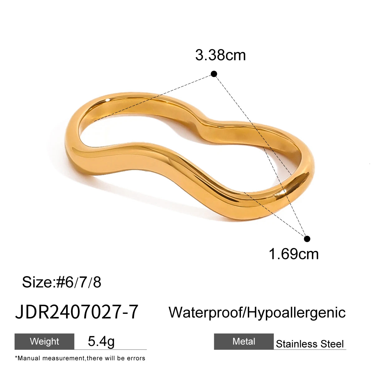 TEEK - 18K Gold Color Plated Stainless Steel Stackable Ring JEWELRY theteekdotcom JDR2407027-7 1