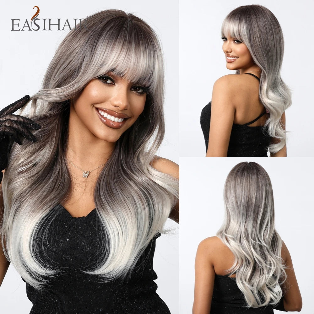 TEEK - Medium Length Wavy Bang Synthetic Wig HAIR theteekdotcom   