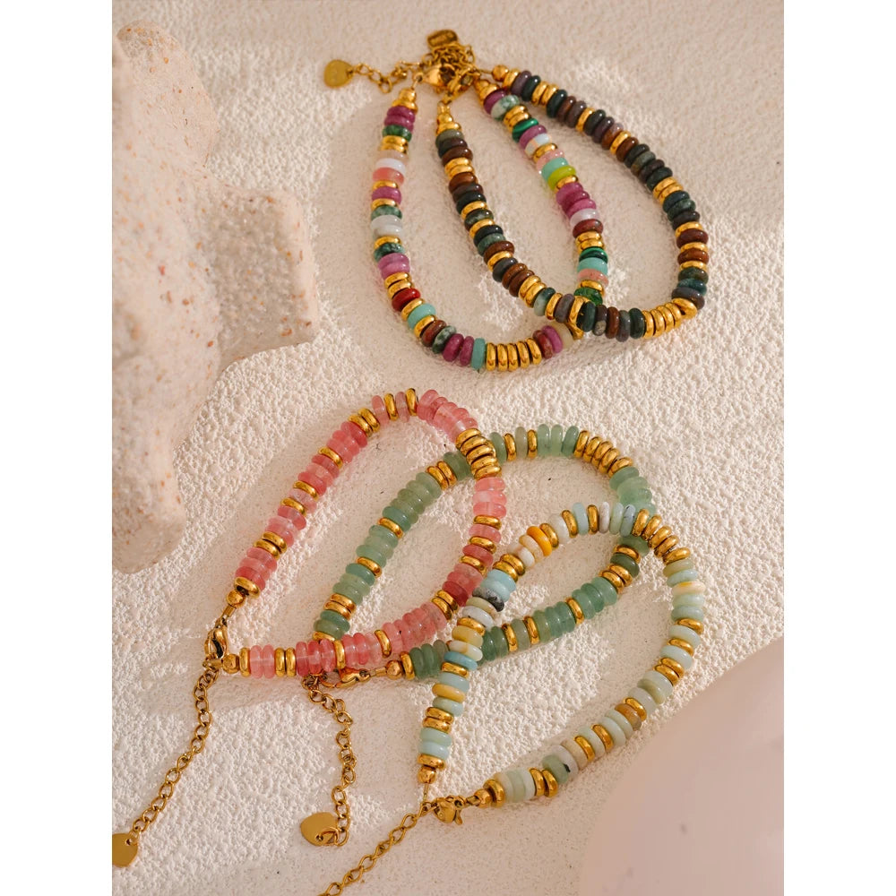 TEEK - Colorful Natural Stone Beads Chain Handmade Bracelet JEWELRY theteekdotcom   