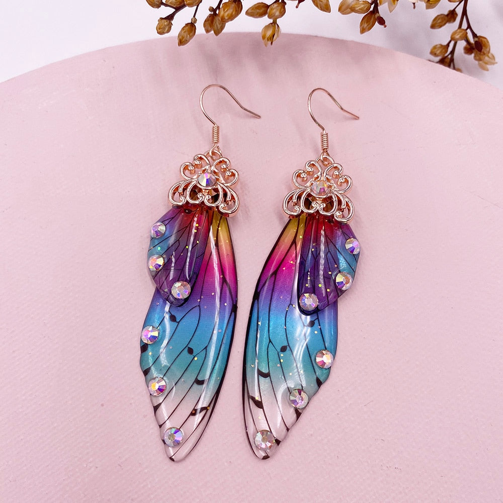 TEEK - Handmade Fairy Wing Earrings  theteekdotcom RoseGold-Rainbow  