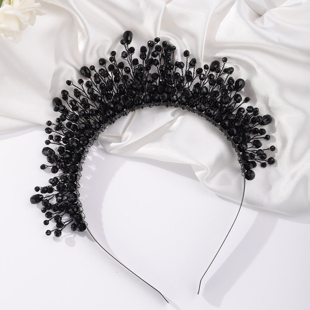 TEEK - Crystal Bejeweled Crown Headband HAIR CARE theteekdotcom Black  