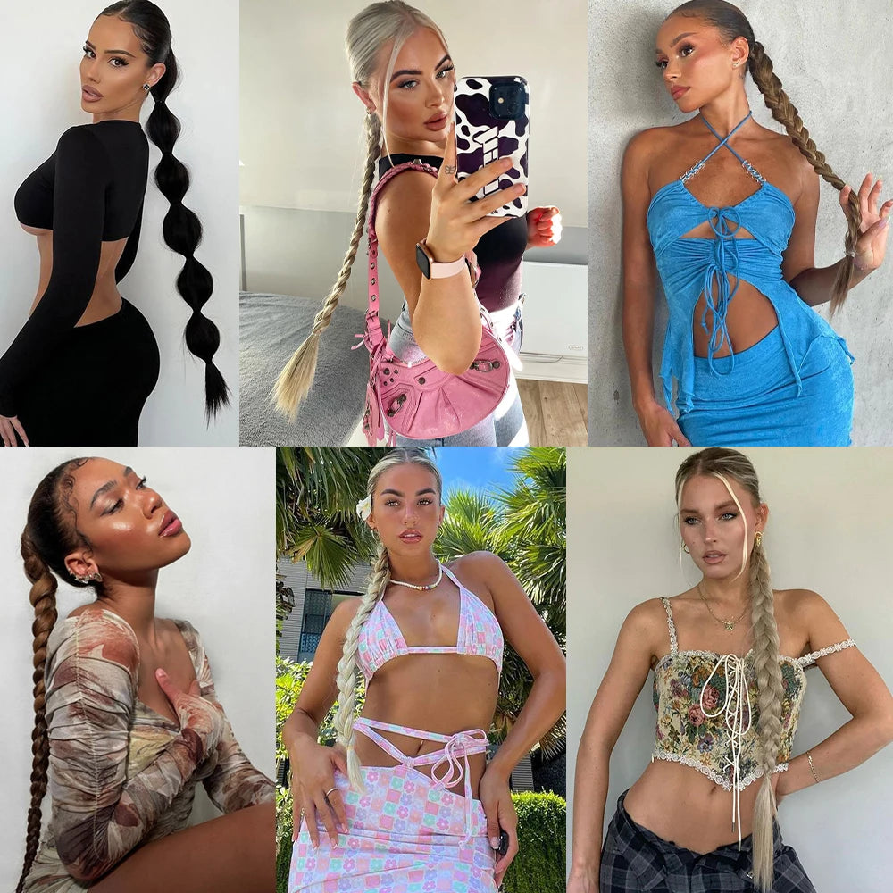 TEEK - 34inches Synthetic Long Braided Ponytail Hair Extensions HAIR theteekdotcom