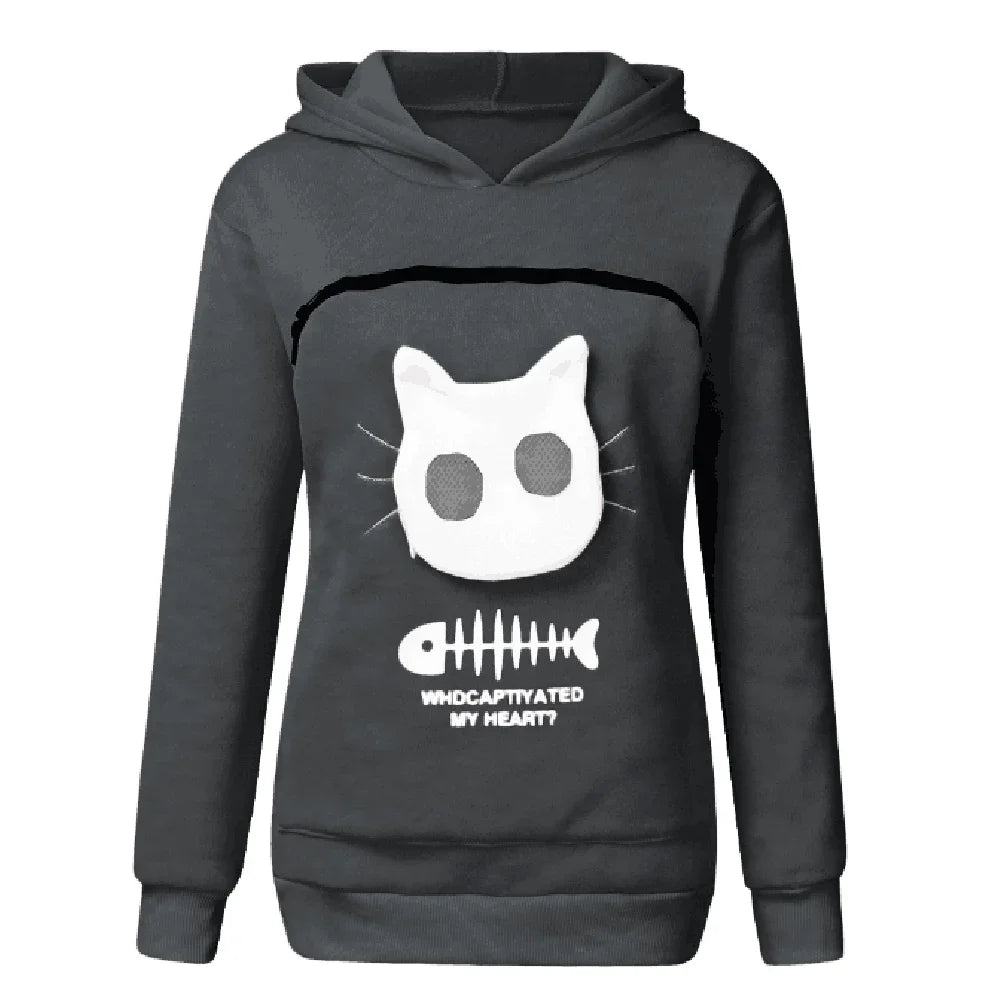 TEEK - Cat Lovers Cuddle Pouch Sweatshirt TOPS theteekdotcom Gray S 