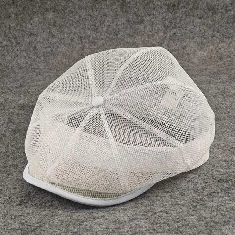 TEEK - Octagonal Mesh Newsboy Cap HAT theteekdotcom White M 57-58cm/22.8in 