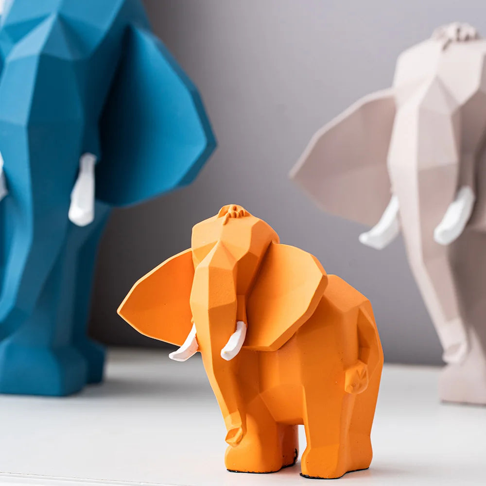 TEEK - Geometric Art Elephant Resin Sculpture HOME DECOR theteekdotcom   