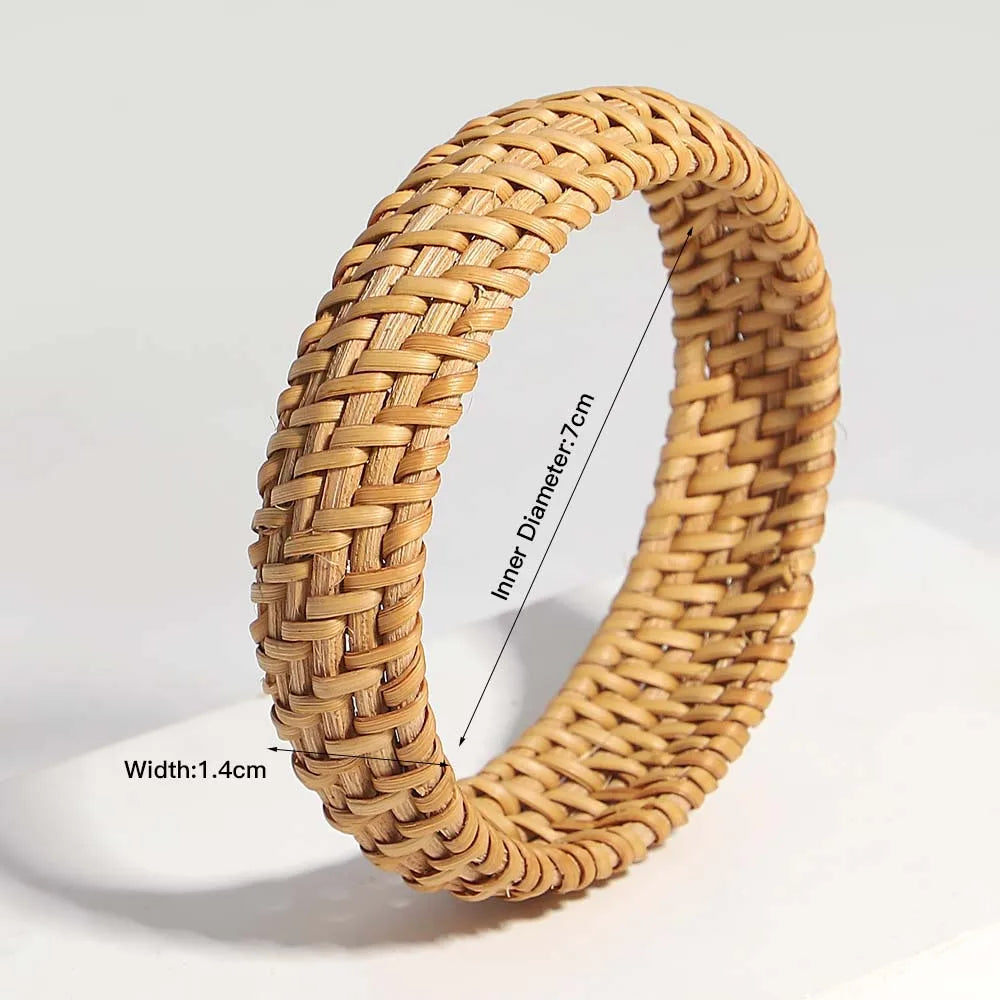 TEEK - Boho Wood Bamboo Rattan Weave Bracelet JEWELRY theteekdotcom E686229P  