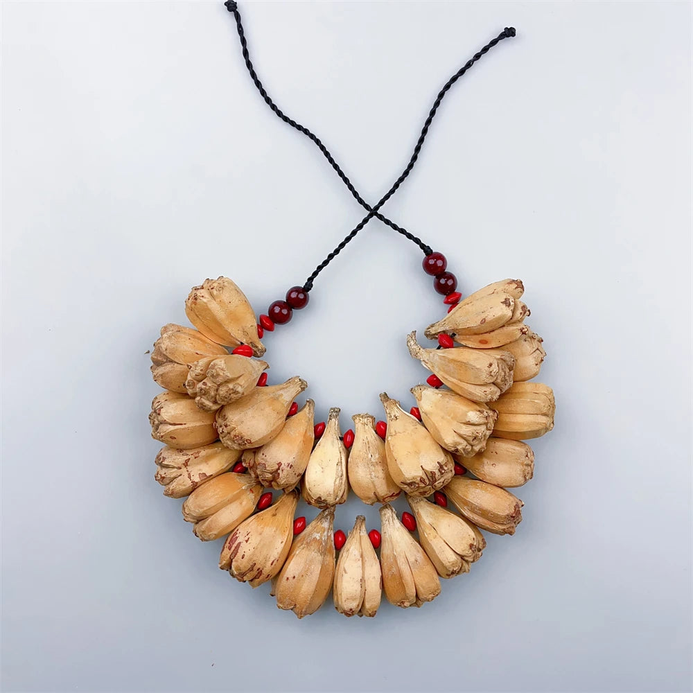 TEEK - Samoa Ula Fala Natural Pandanus Fruit Earrings and Necklace Set JEWELRY theteekdotcom   