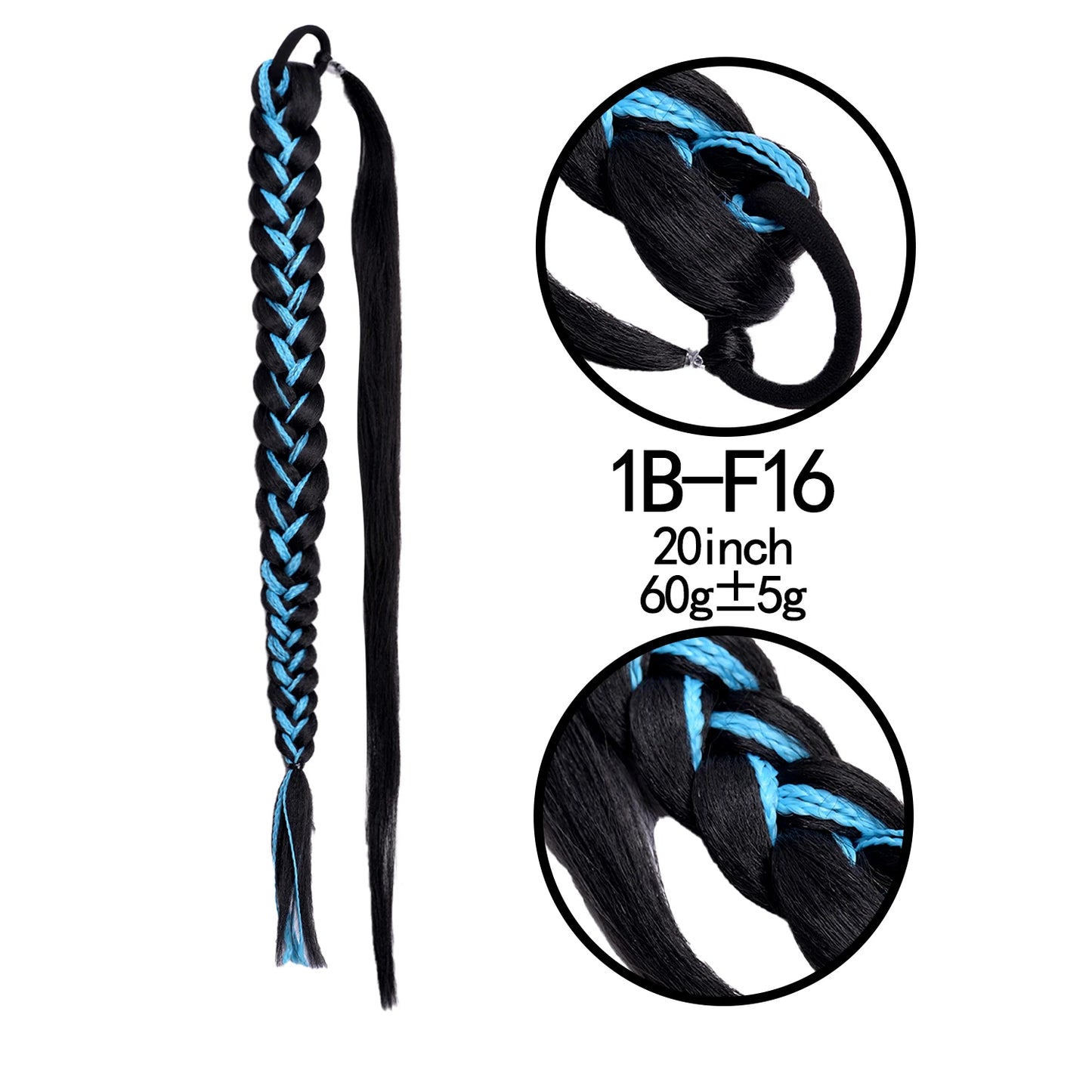 TEEK - 20 Inch Long Braided Synthetic PonytailHair Extension