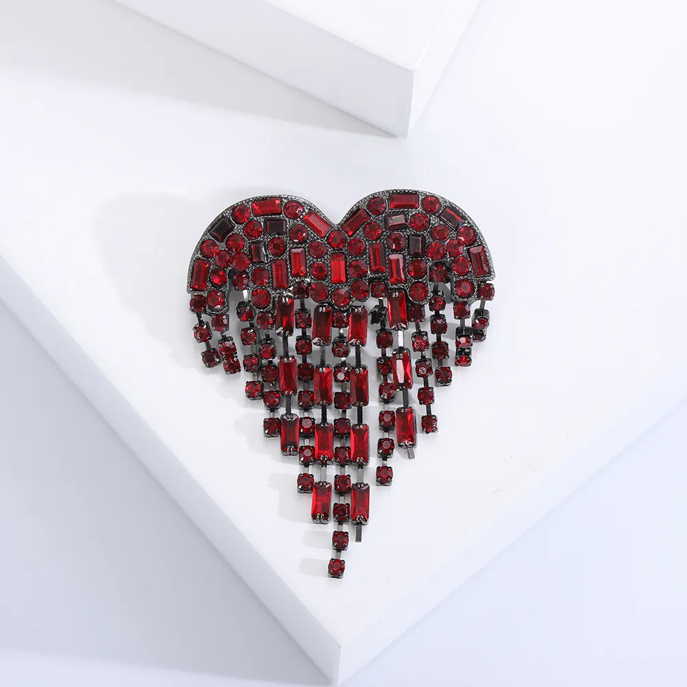 TEEK - Bleed Black Rhinestone Heart Shape Lapel Pins JEWELRY theteekdotcom RD3391RD  