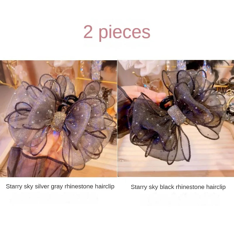 TEEK - Lace Mesh Butterfly Ribbon Bow Hair Claw HAIR theteekdotcom 2pcs  