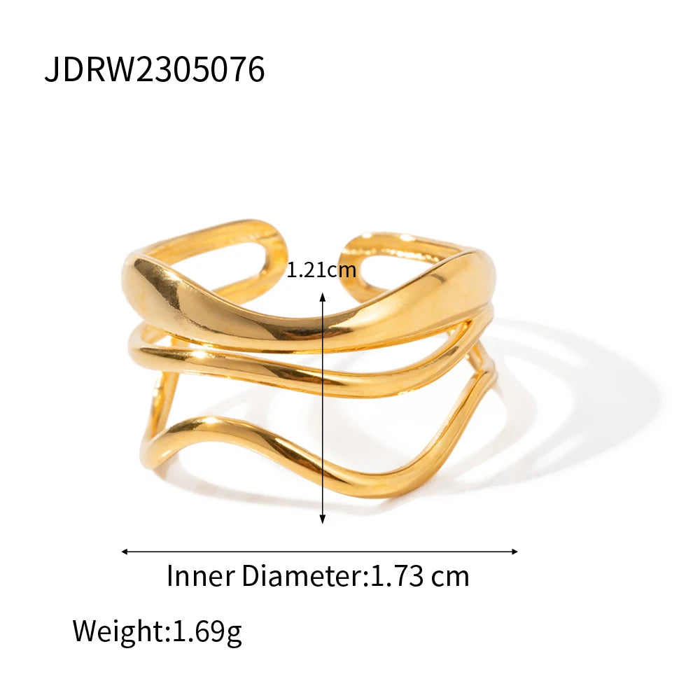 TEEK - 18K Gold Color Plated Stainless Steel Stackable Ring JEWELRY theteekdotcom JDRW2305076