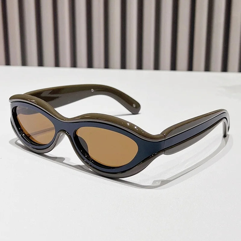 TEEK - Oval Cat Eye Dual Border Sunglasses EYEGLASSES theteekdotcom C2  