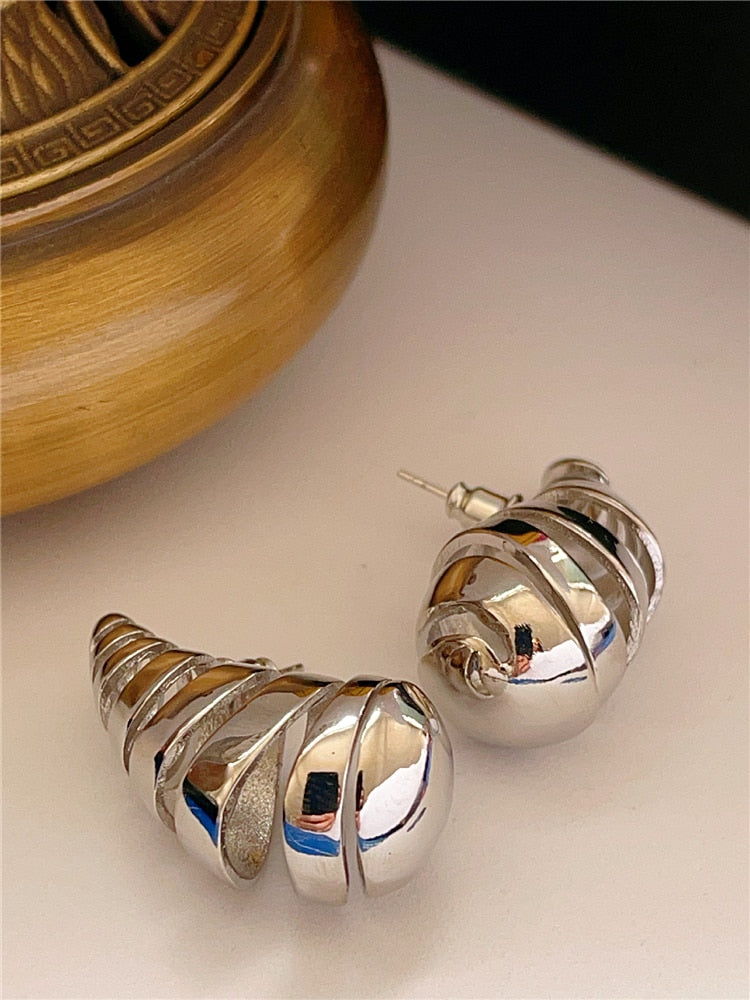 TEEK - Water Spiral Drop Earrings JEWELRY theteekdotcom B-3.2X1.5cm silver  