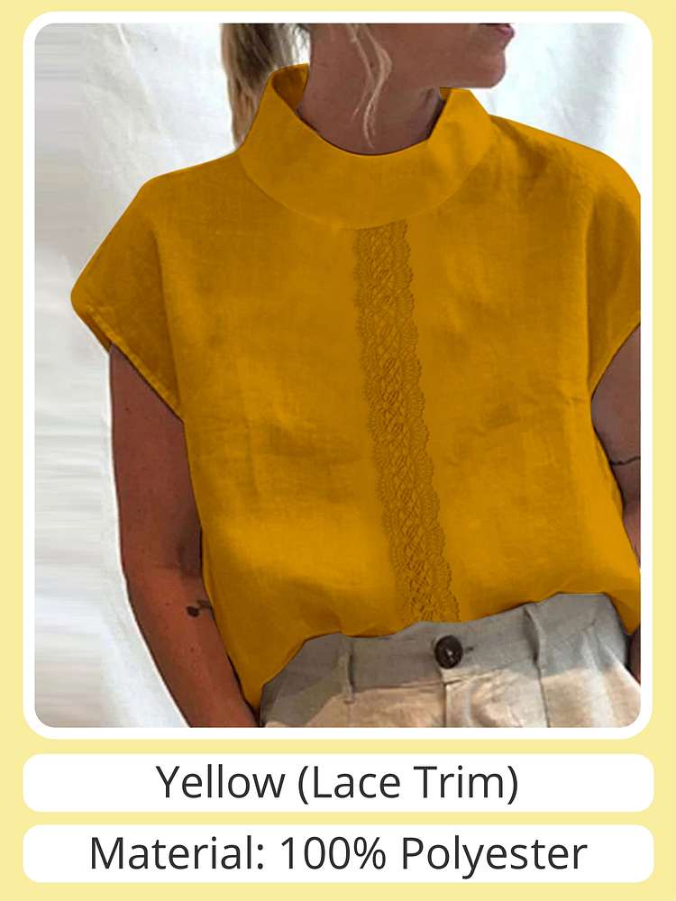TEEK - Lightweight Button Detail Top TOPS theteekdotcom Yellow (Lace) S 