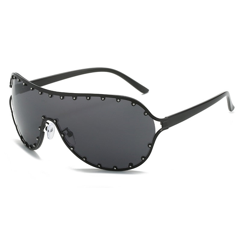TEEK - Oversized Gradient Curved Sunglasses EYEGLASSES theteekdotcom Black Black  
