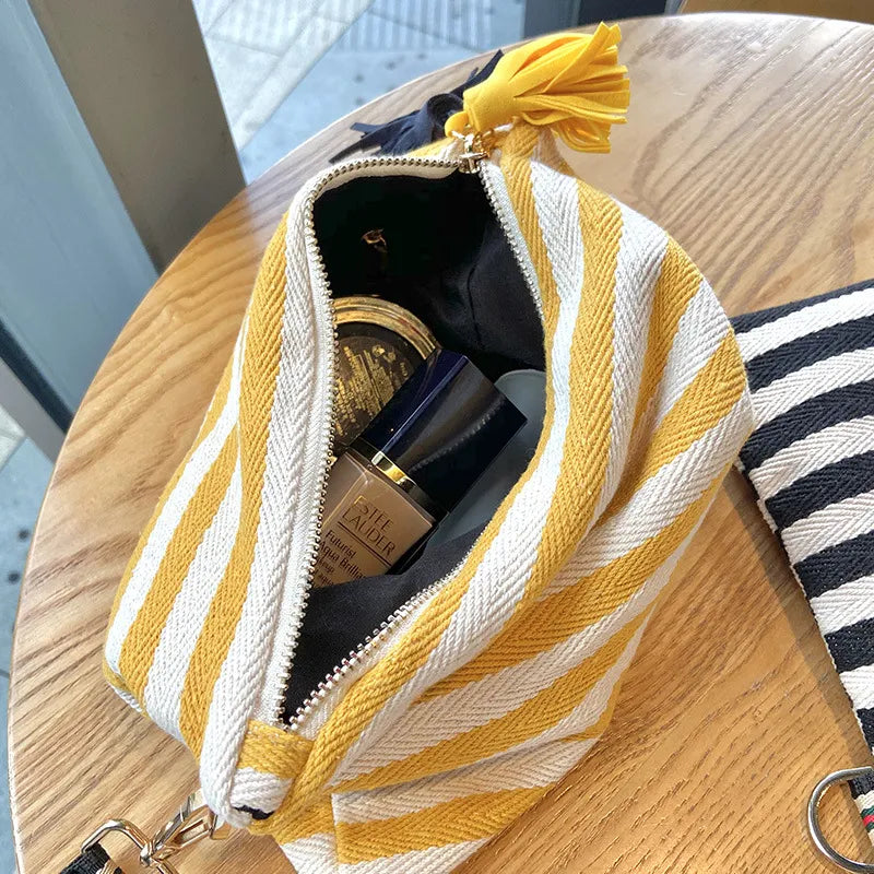 TEEK - Striped Tassel Pouch BAG theteekdotcom Yellow  