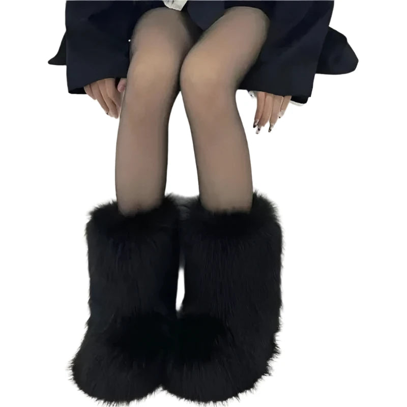 TEEK - Fluffy Faux Fox Fur Boots SHOES theteekdotcom