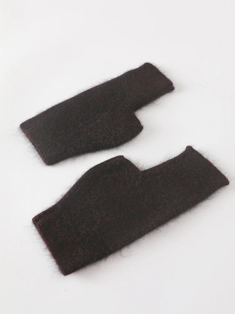 TEEK - Soft Fuzz Fingerless Gloves GLOVES theteekdotcom 03 Black nd Red  