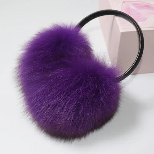 TEEK - Plush Genuine Fox Fluff Earmuffs EARMUFFS theteekdotcom purple 1  