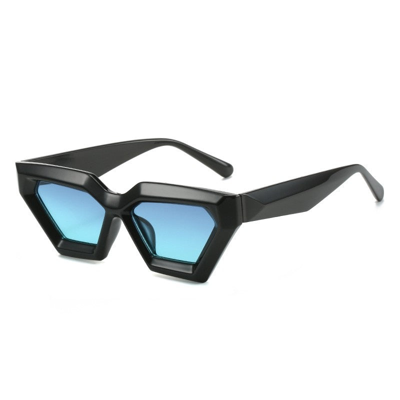 TEEK - Clipped Corner Cat Eye Vintage Sunglasses EYEGLASSES theteekdotcom black-grey blue  