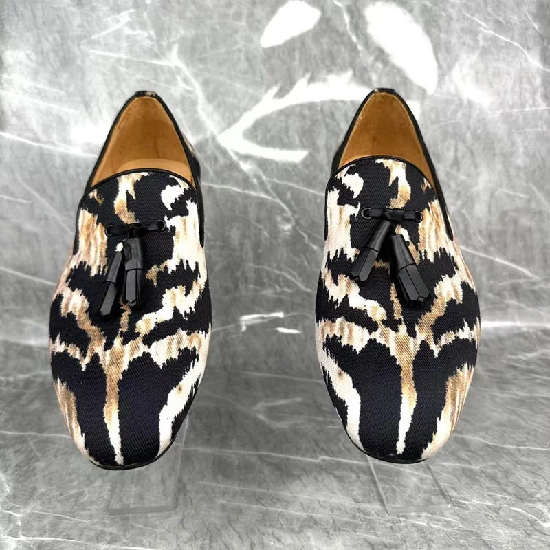 TEEK - Mens Canvas Leopard Print Tassel Shoes SHOES theteekdotcom   