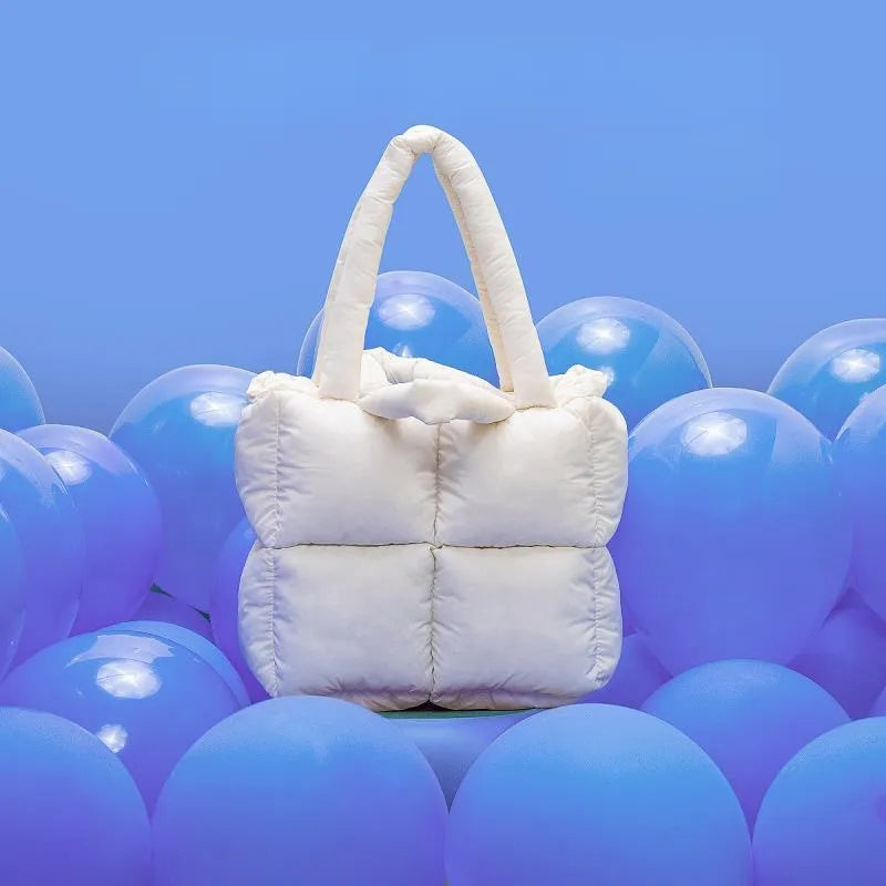 TEEK - Nylon Square Puff Handbag BAG theteekdotcom white  